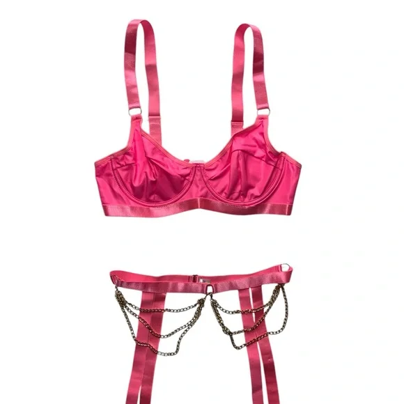 NWT Avidlove - Faux Leather Bra and Panty Set (5 pieces) - Picture 4 of 11